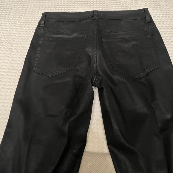 Wax coated Ted Baker dark navy skinny pants.  Rose gold snaps. Size 28. - Picture 2 of 4